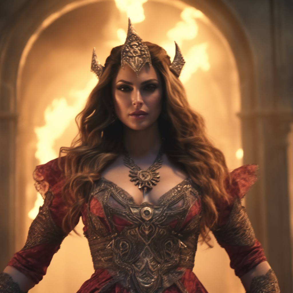 Kelly Brook as a powerful Priestess fighting a menacing demon