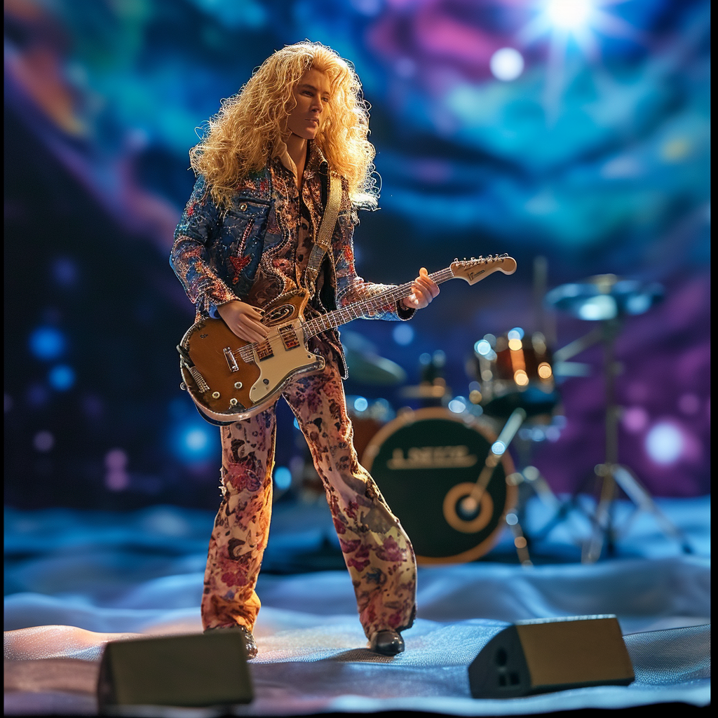 Ken doll as Robert Plant on concert stage