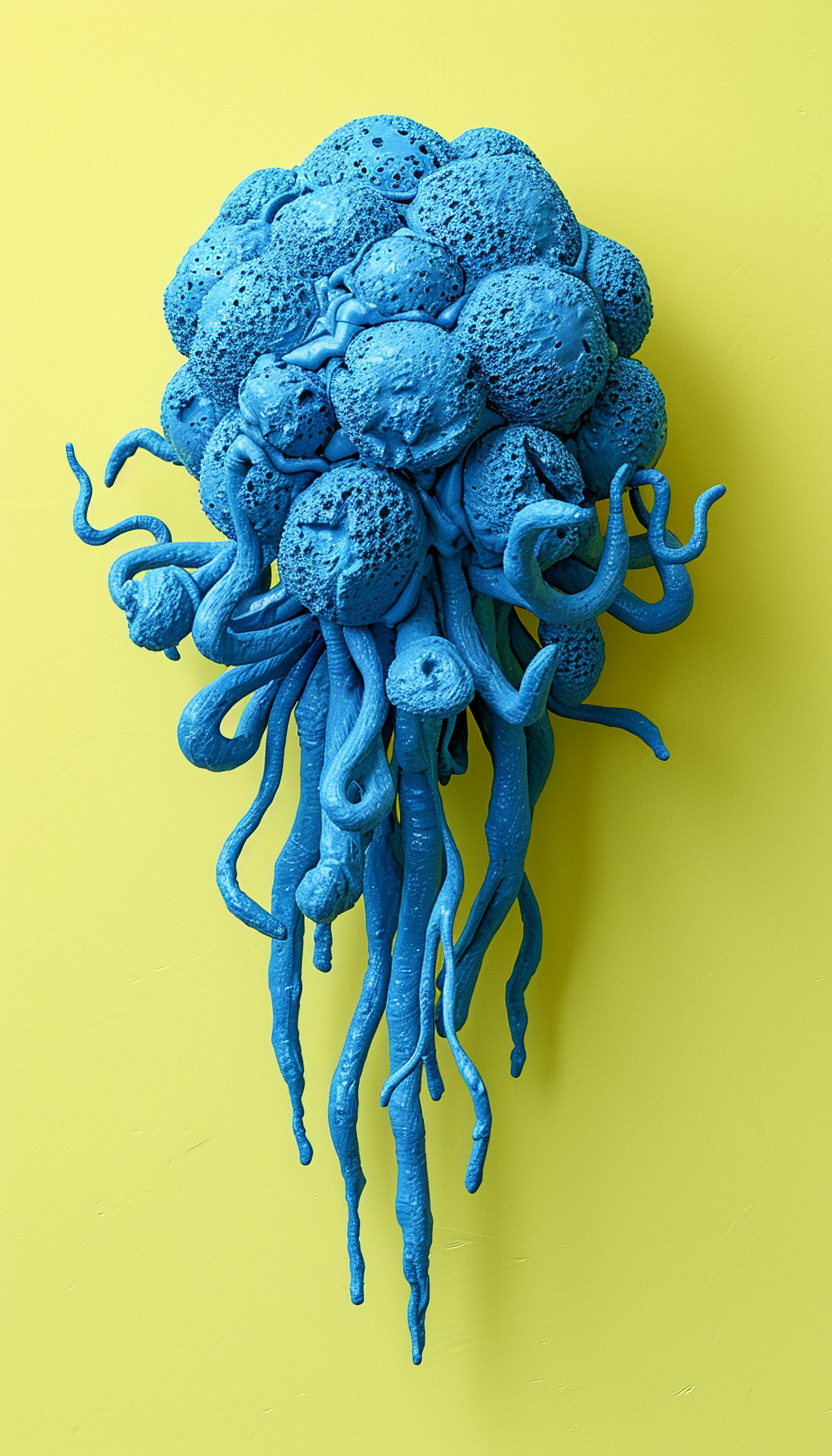 Ken Price-style bright blue plasticine sculpture