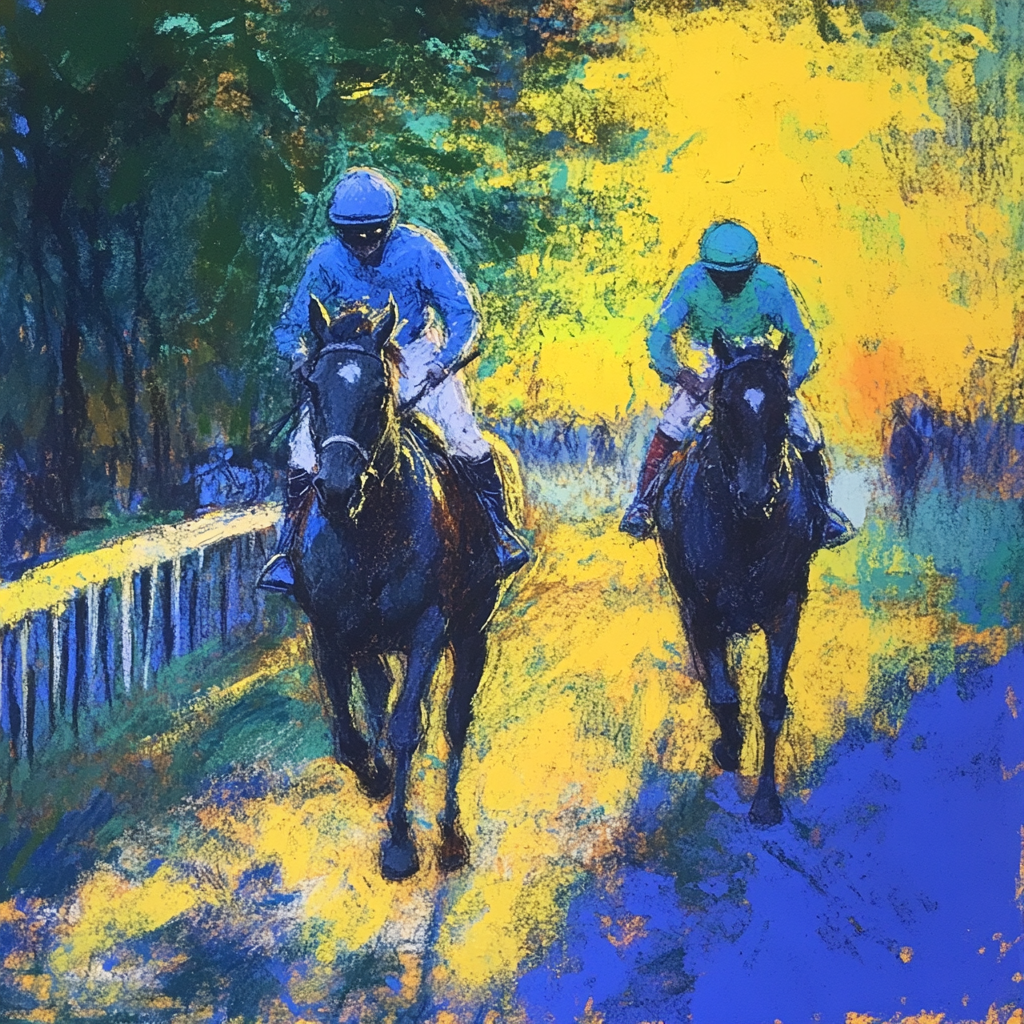 Horse Racing Impressionist Scene Painting