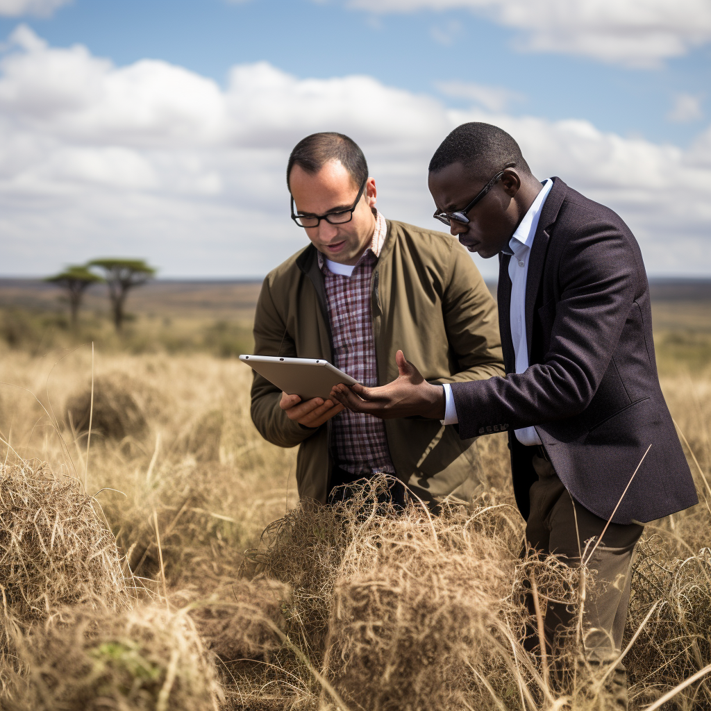 Kenyan researchers observing in the field