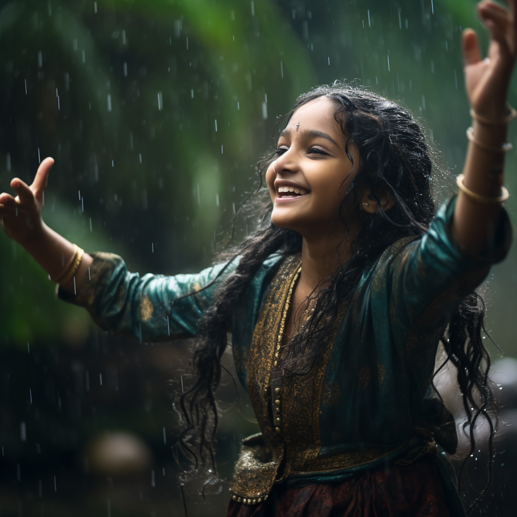 Beautiful Kerala Girl Dancing in Rain