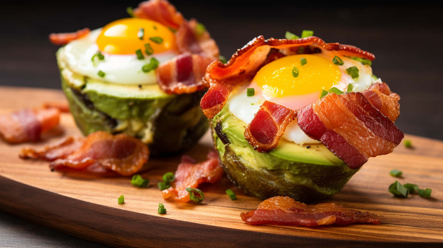 Tasty keto avocado bacon egg cups