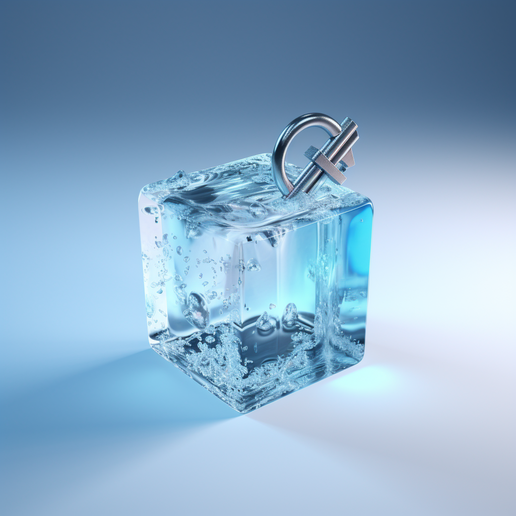 Key inside ice cube render