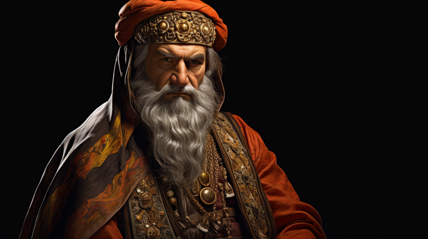 Hyper-realistic image of a furious Khwarazmian governor