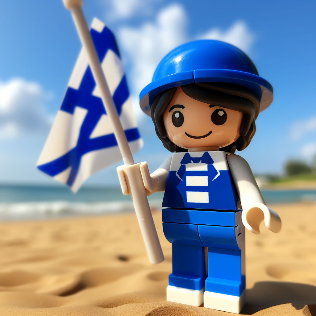 Kid playing with Playmobil and Israel flag