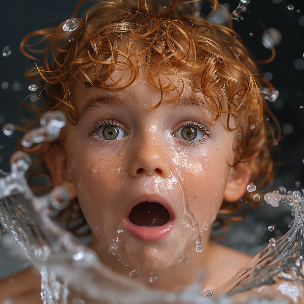 Disgusted kid spitting water