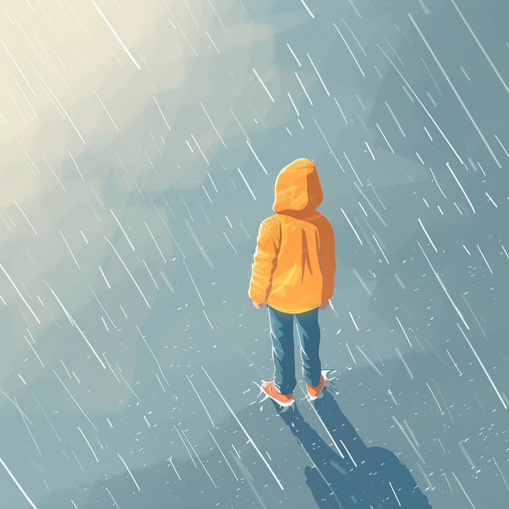 Minimal Kid Rain Illustration