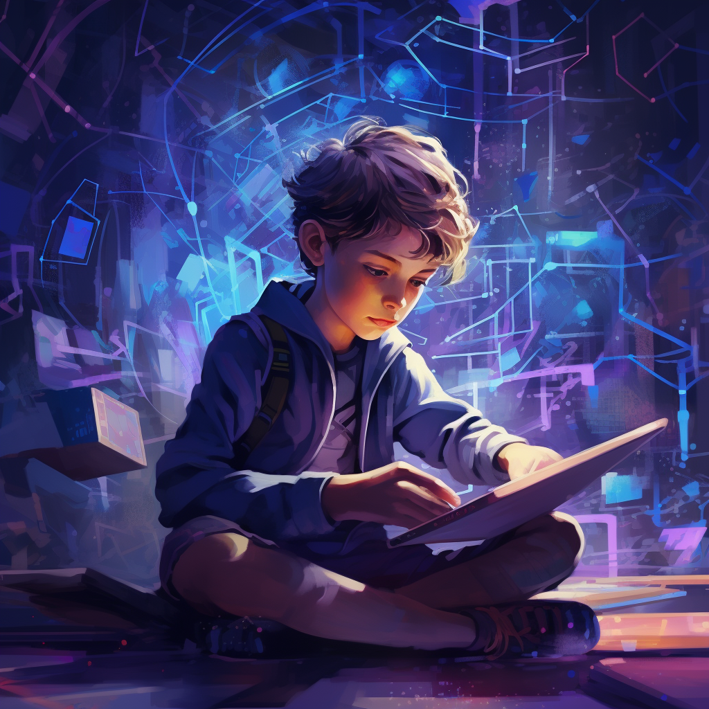 Kid studying using AI technology