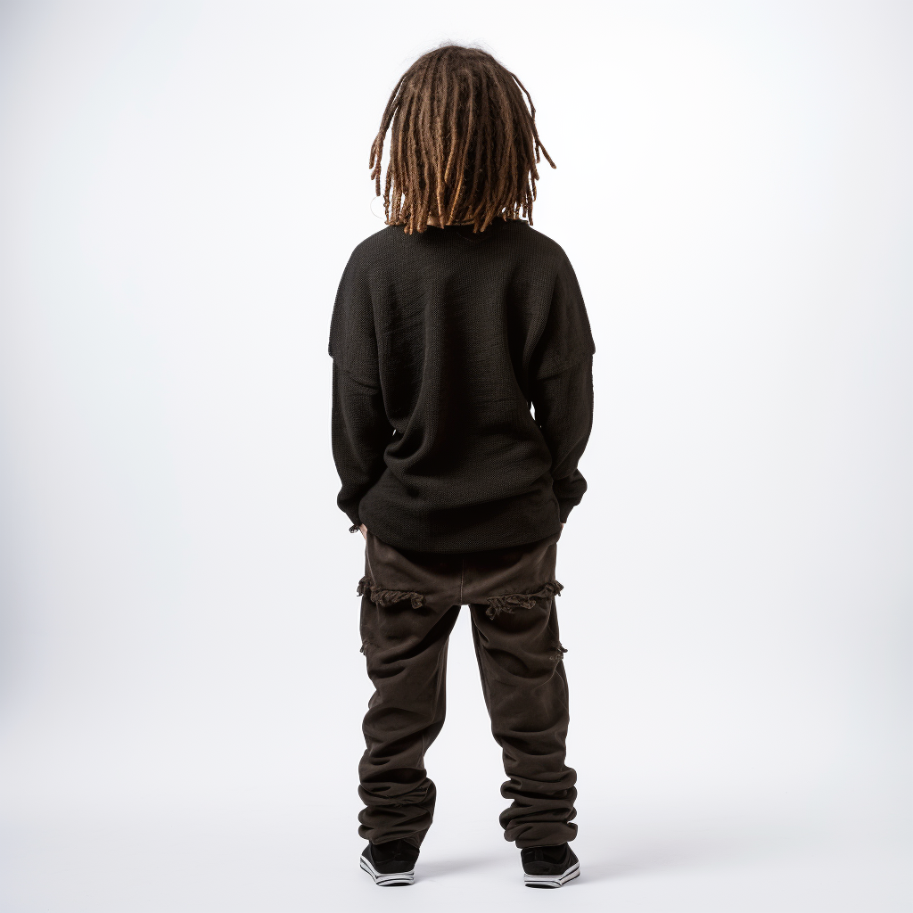 Kid with dreads tripped on white background