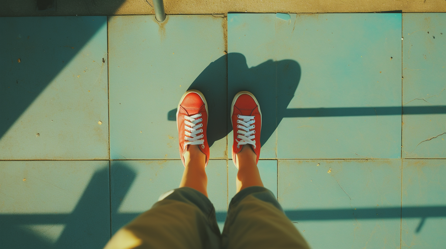 Kid walking with swapped shoes