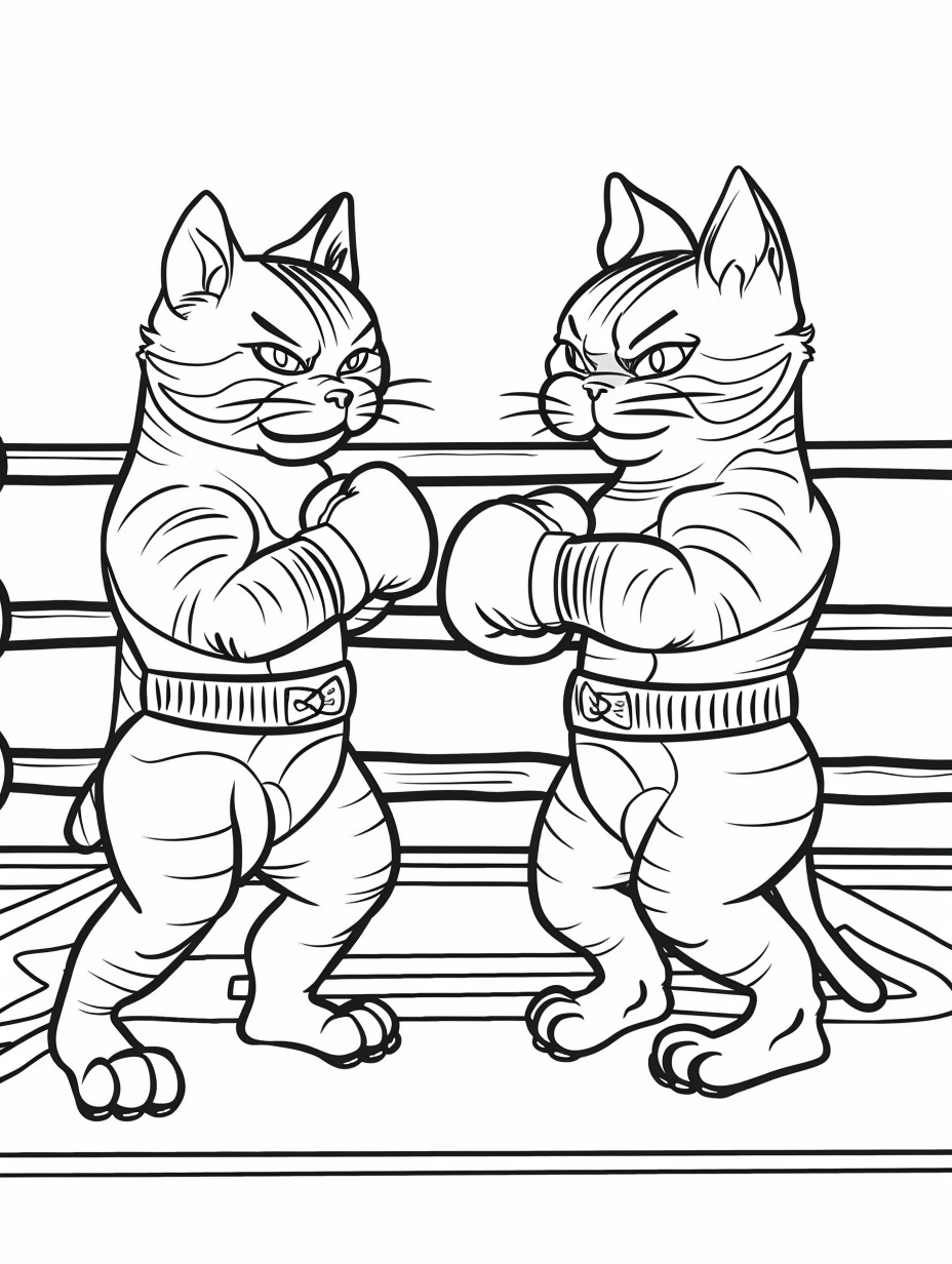 Two cats boxing in ring