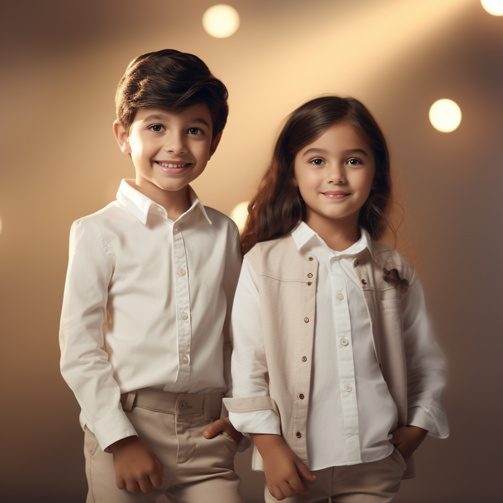 Two young kids on a photoshoot