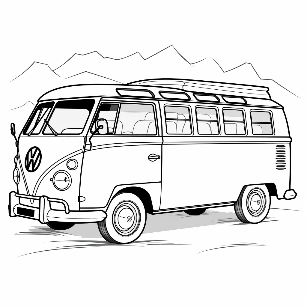 Cartoon-style camper van coloring