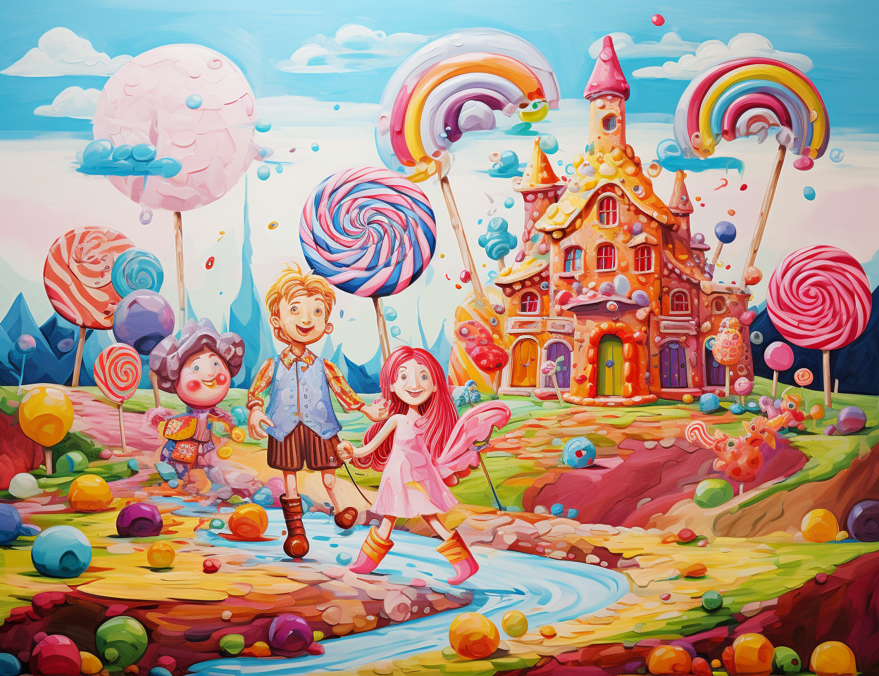 Playful children exploring Candyland