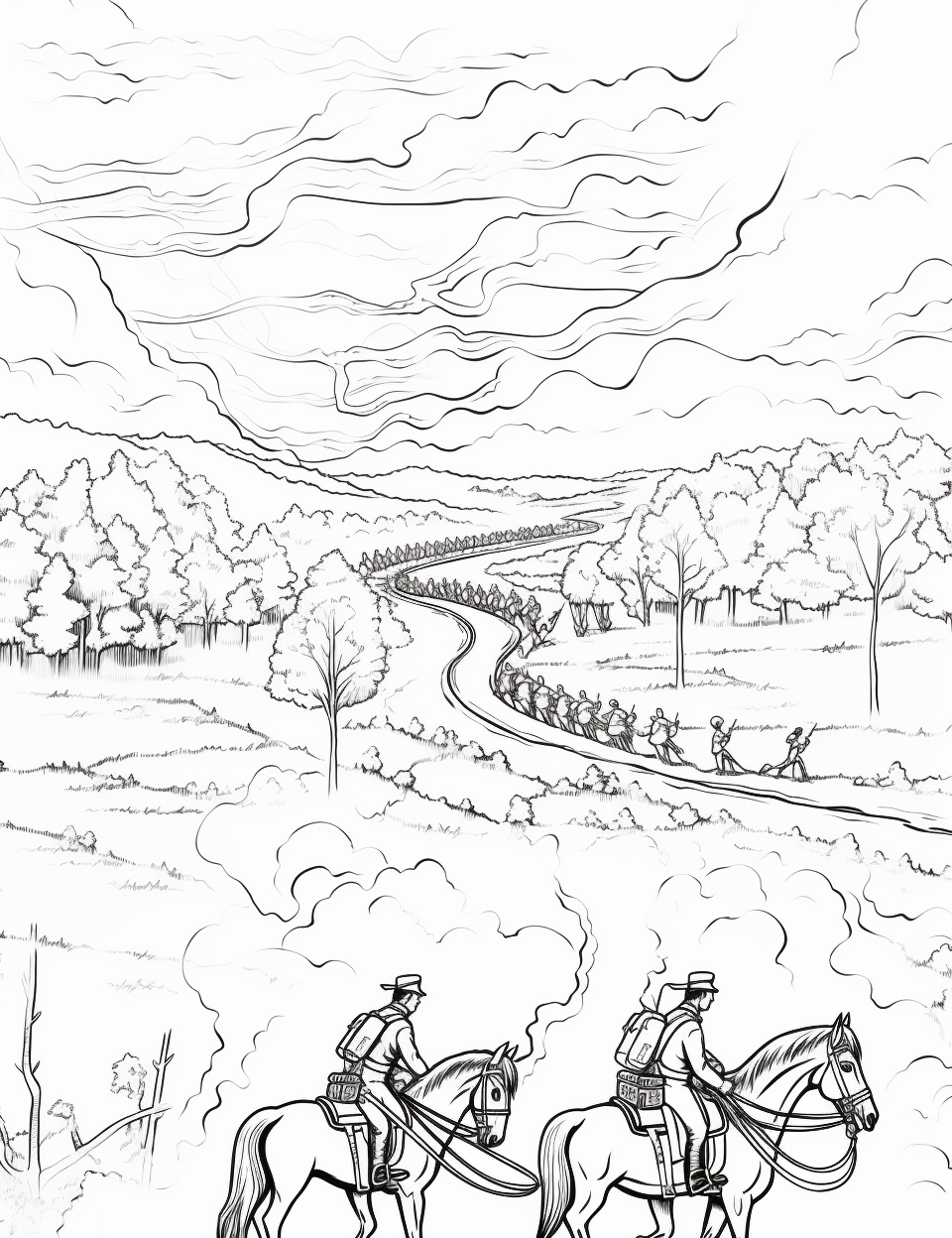 Kids coloring page of the Battle at Gettysburg