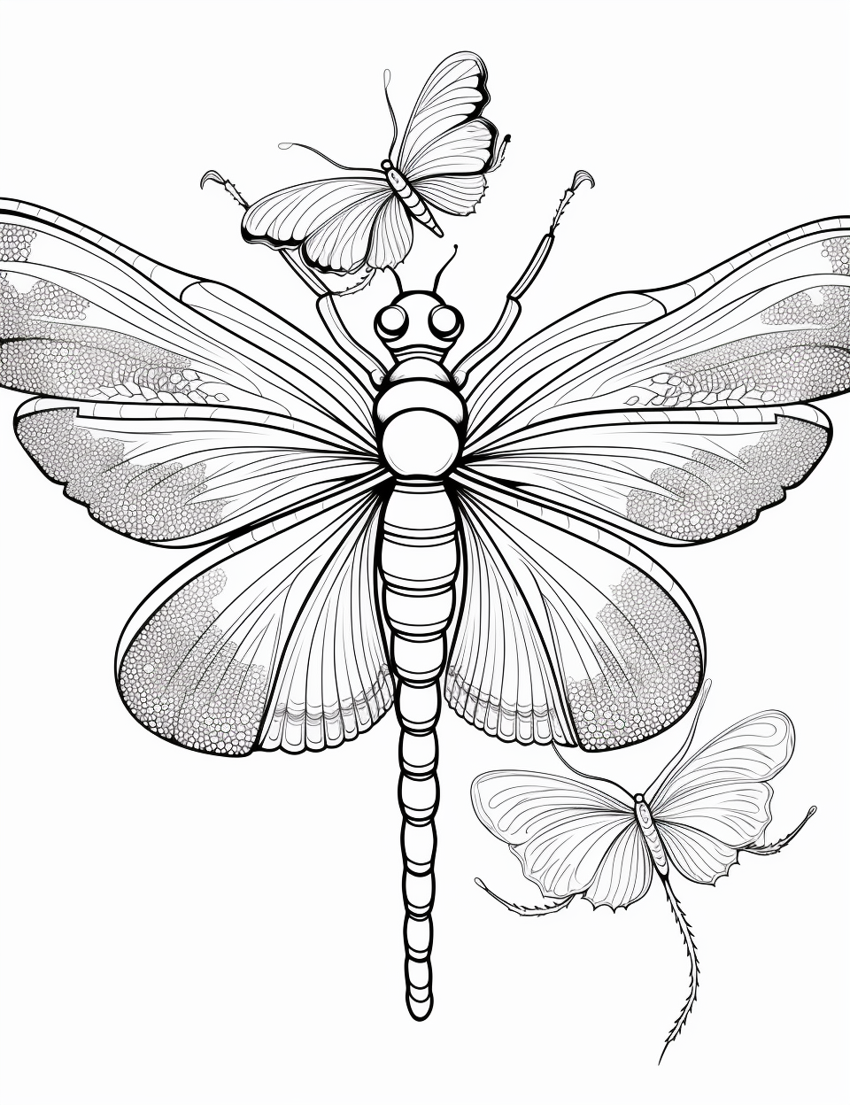 Simple Black and White Insect Coloring Sheet