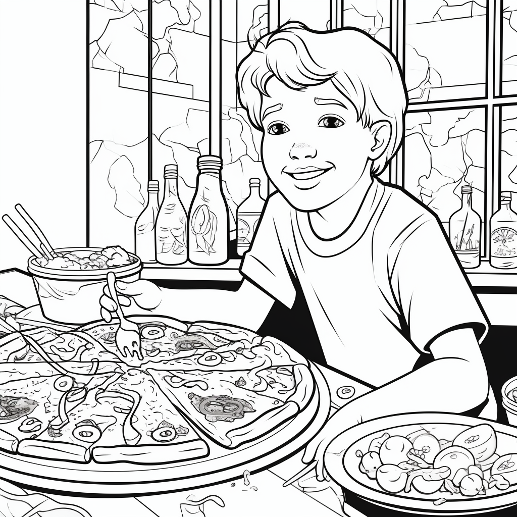 Coloring Page of a Pizza