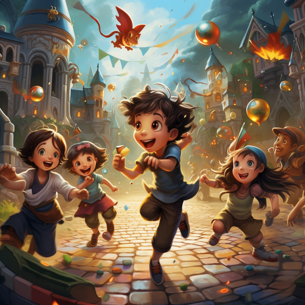 Children having fun in fantasy land