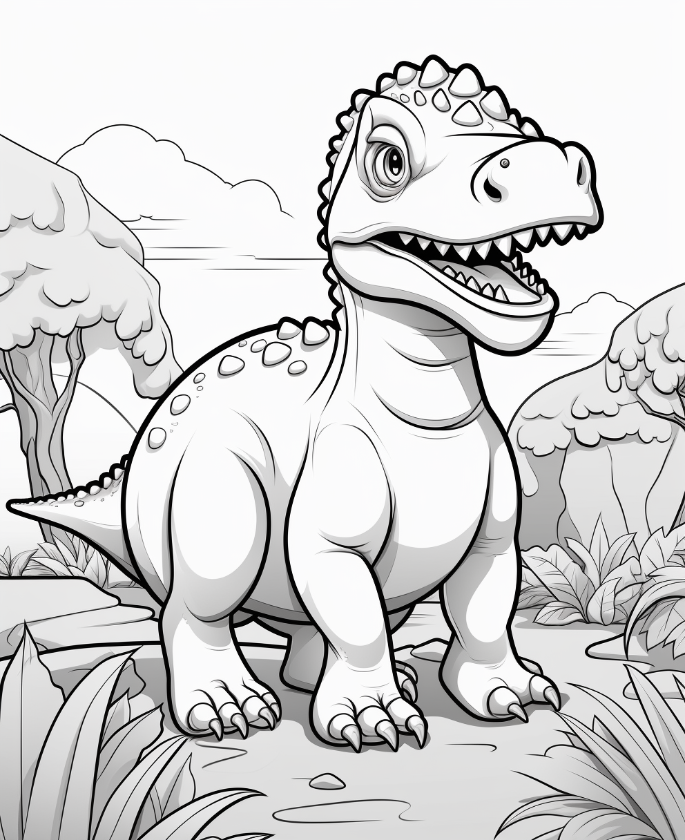 Cartoon dinosaur coloring page for kids