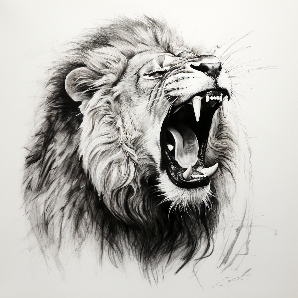 Kids drawing of roaring lion