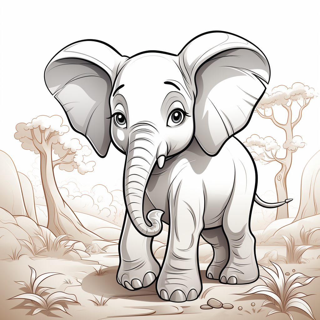 Cartoon elephant coloring page