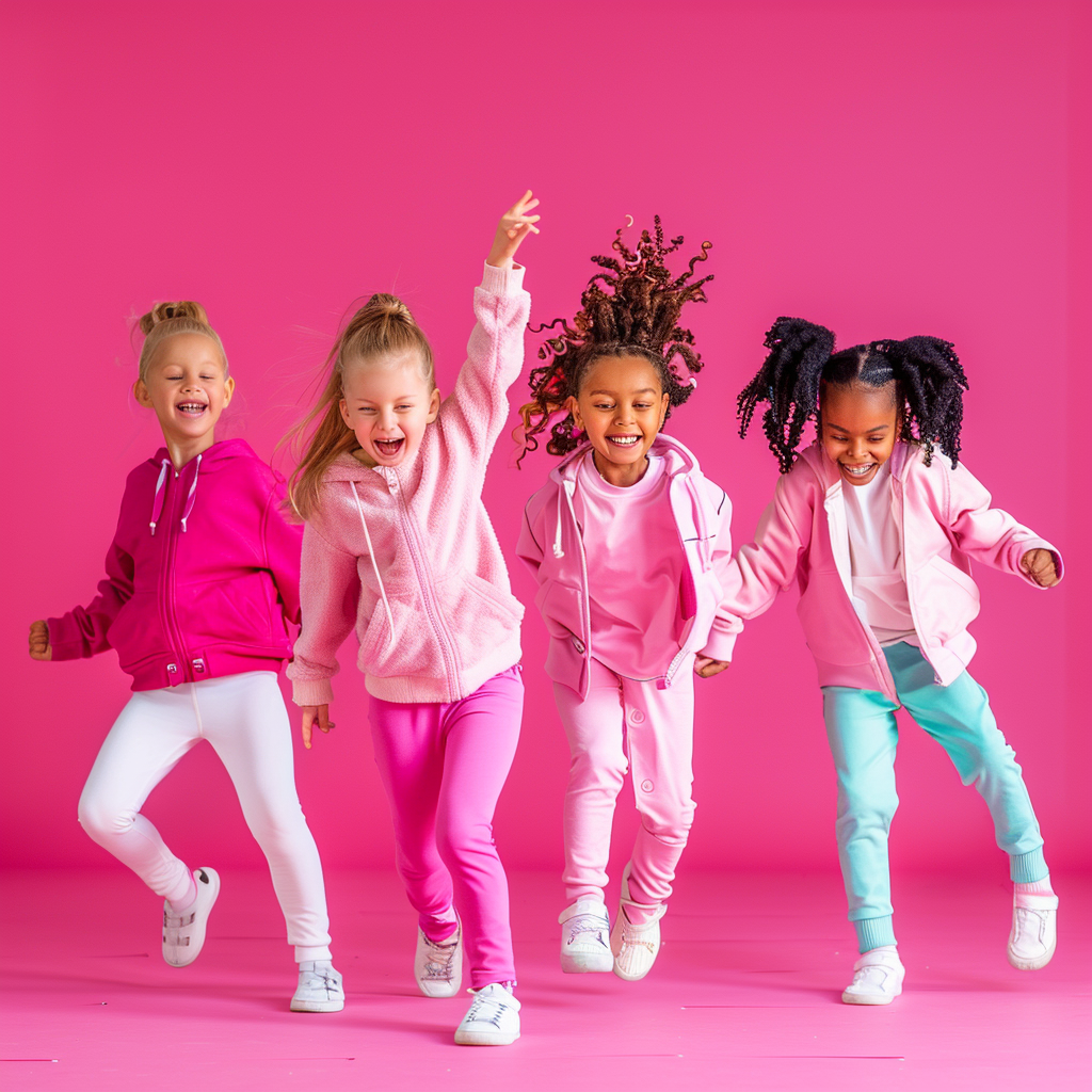 Happy kids dance photoshoot