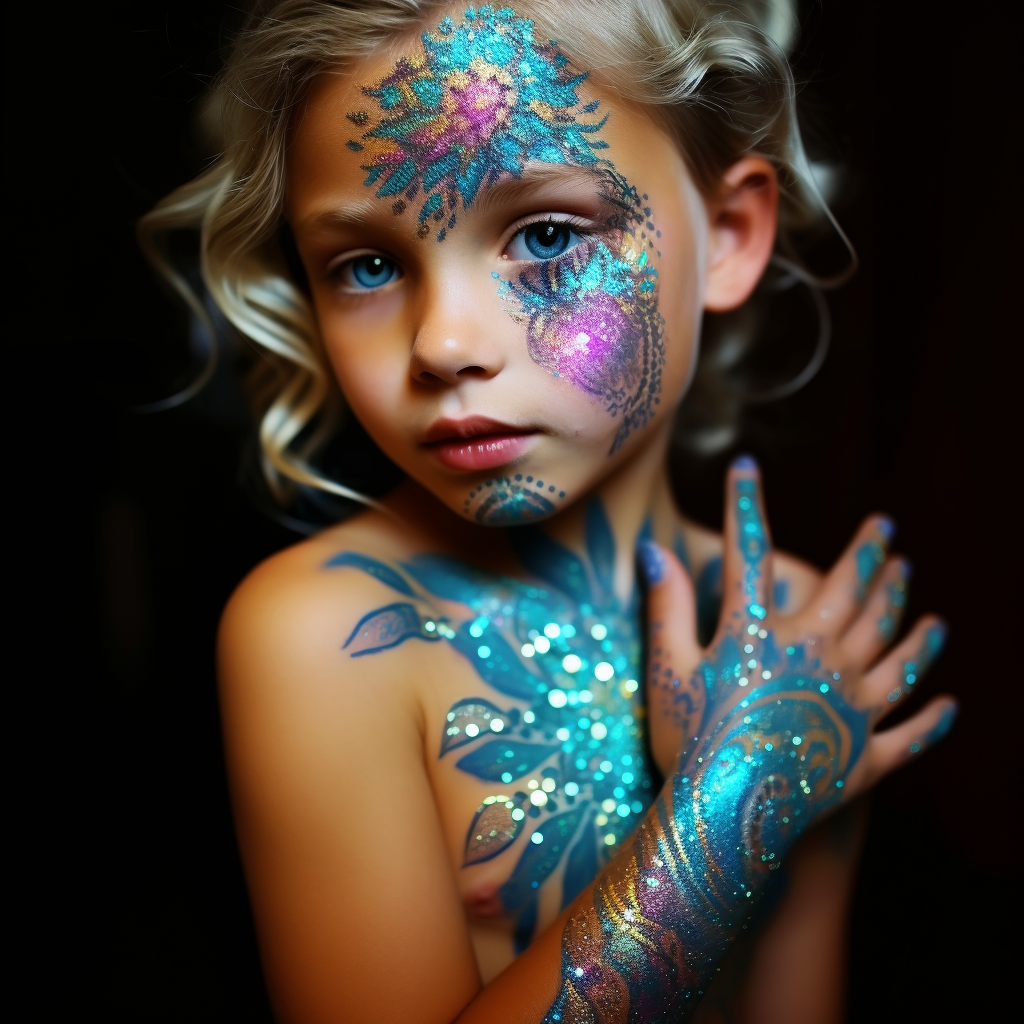 Children with glitter tattoos