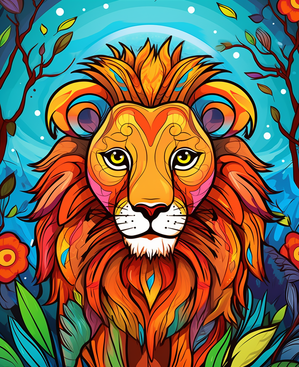 Cute lion illustration for kids