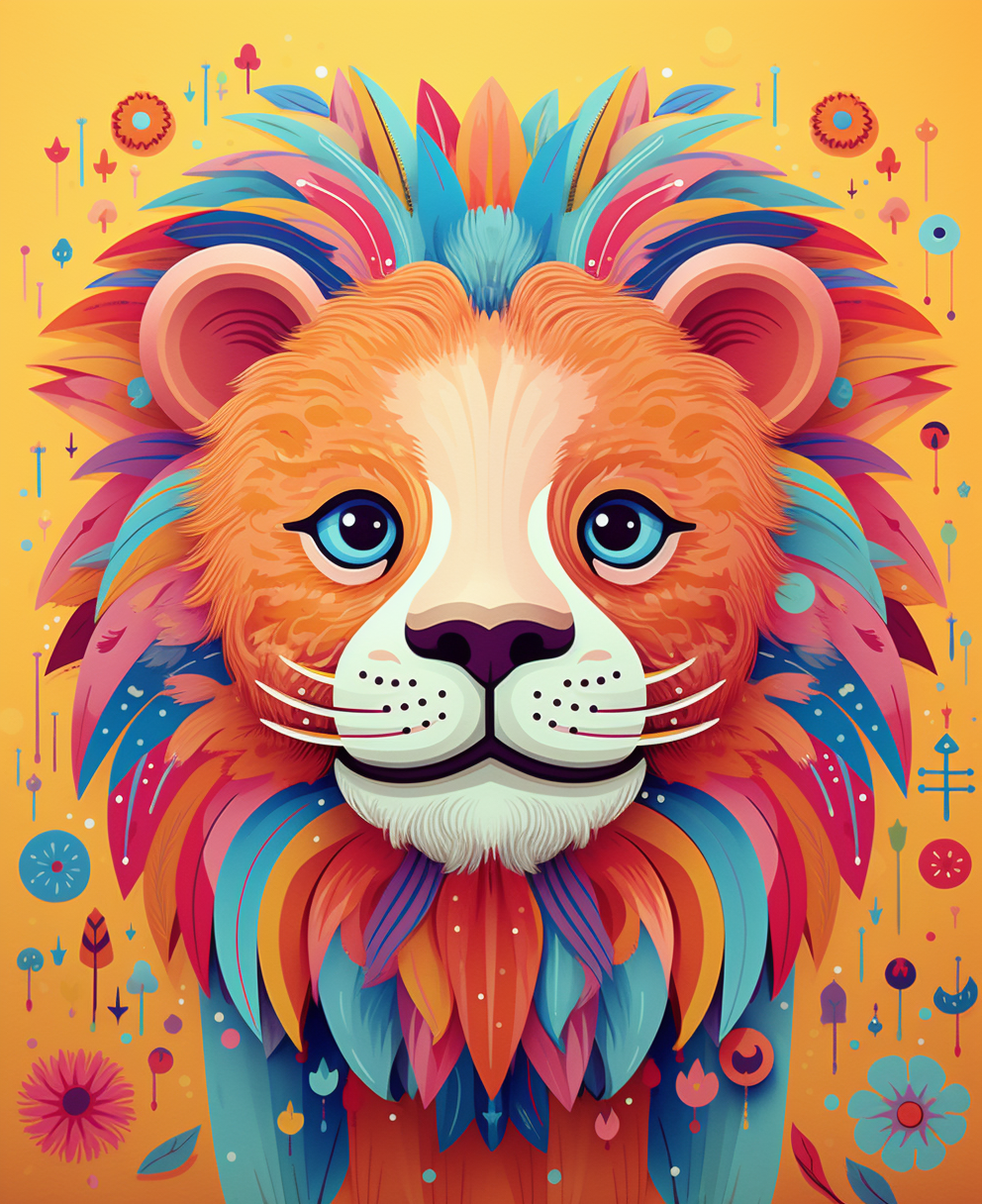 Cute lion in cartoon style