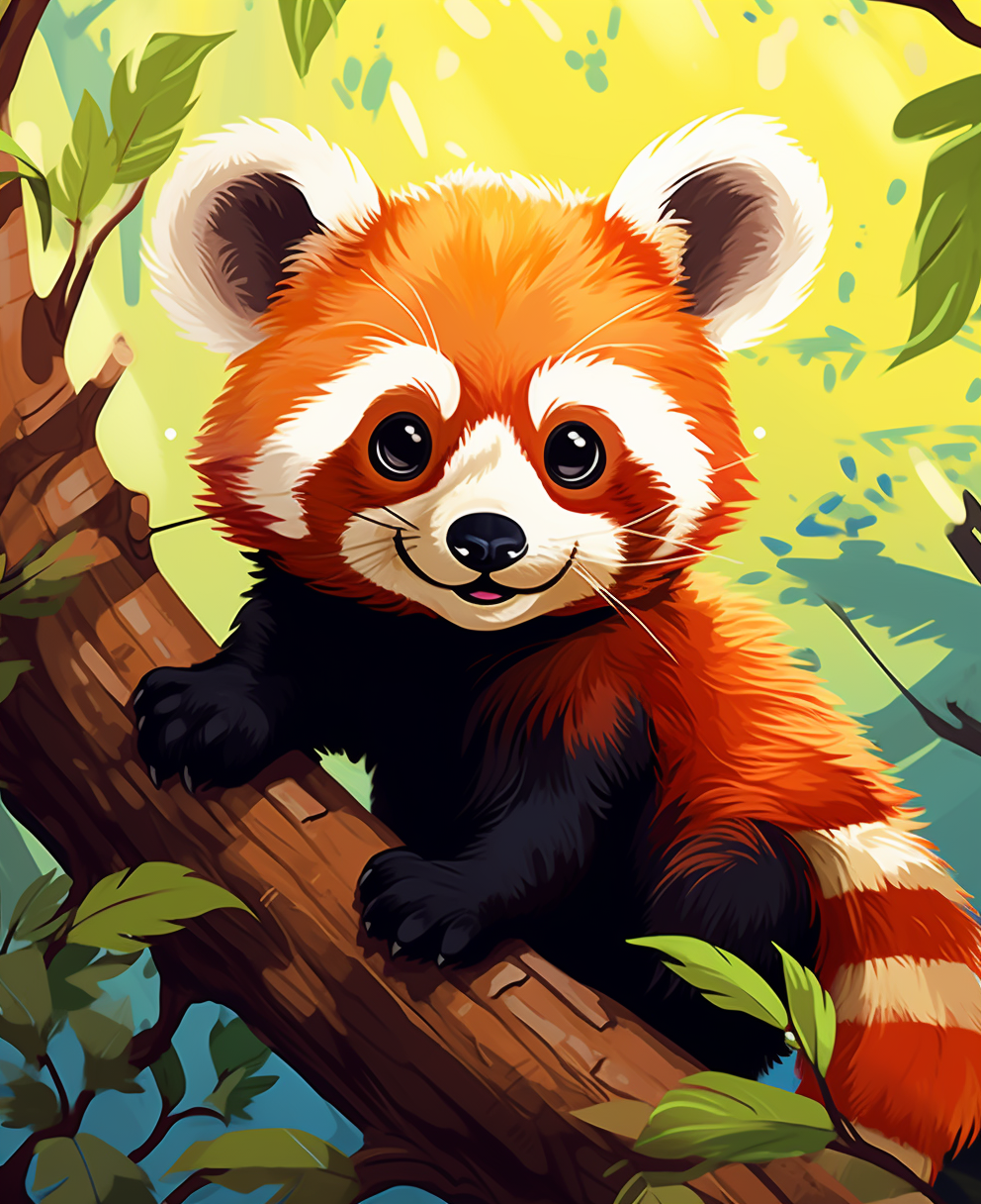 Cute red panda illustration for kids