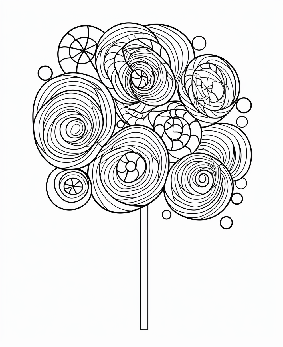 Cartoon-style kids lollipop coloring page