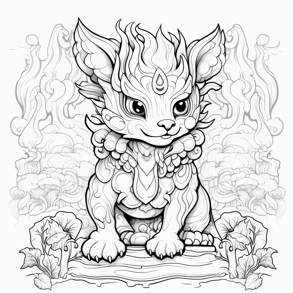 Cartoon-style mythical creature coloring page for kids