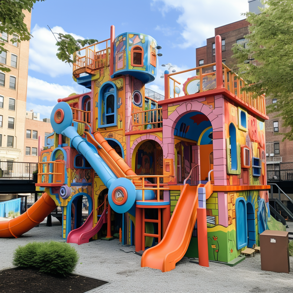 Children enjoying the playground under Metro North rail line