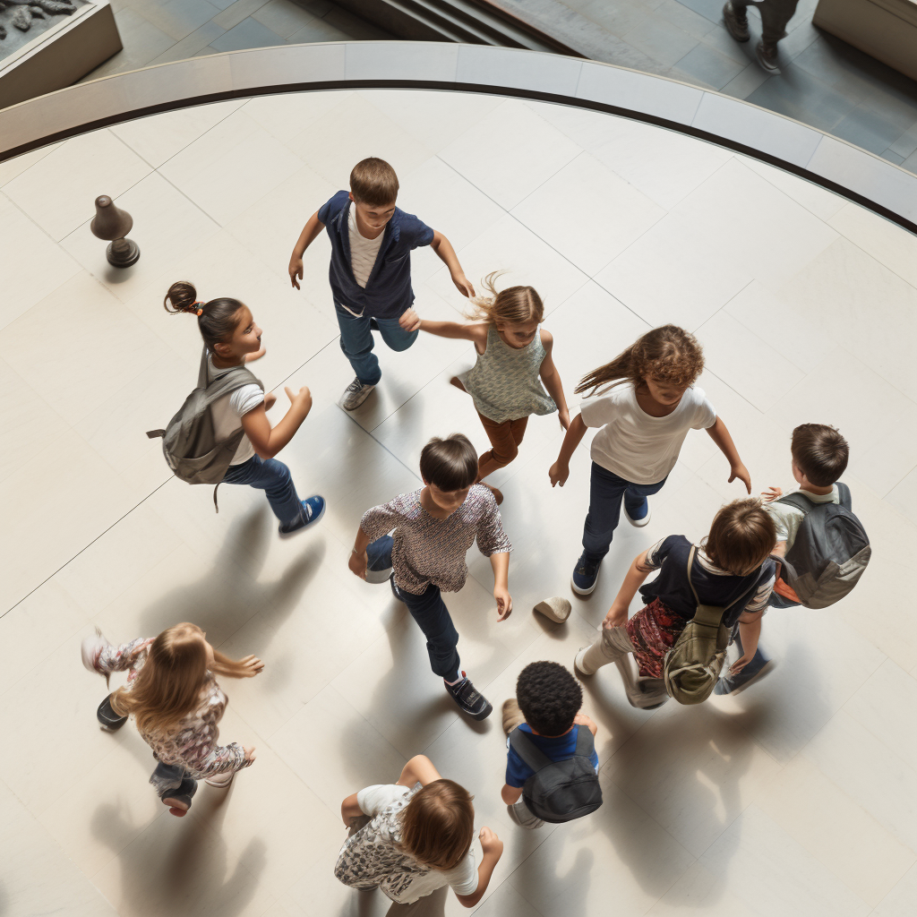 Group of kids exploring British Museum's ancient artifacts