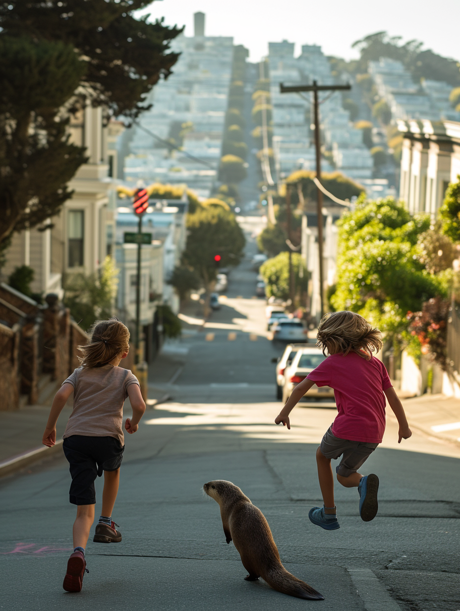 Kids Running Chasing Otter San Francisco