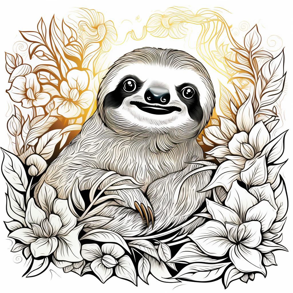 Cartoon Sloth Coloring Page