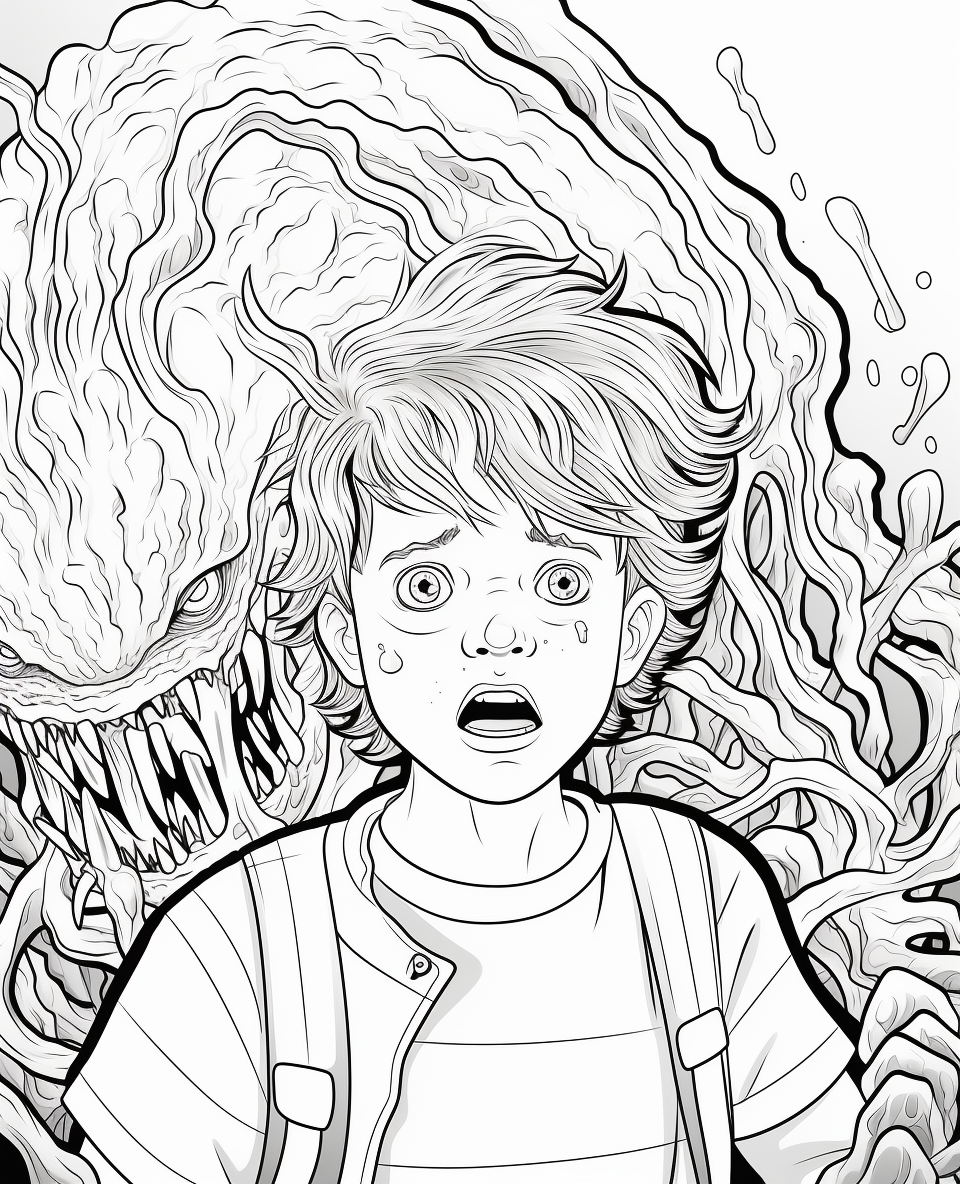 Kids Stranger Things Dustin Demorgorgon Coloring Page