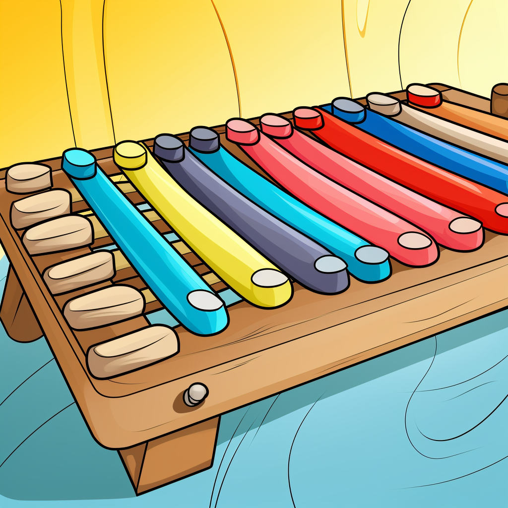 Cartoon xylophone coloring page for kids