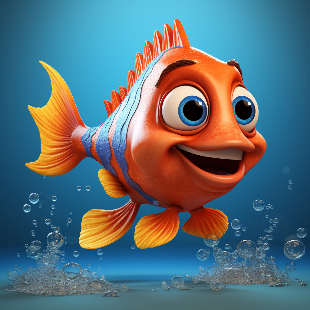 Cartoon fish with legs and hands