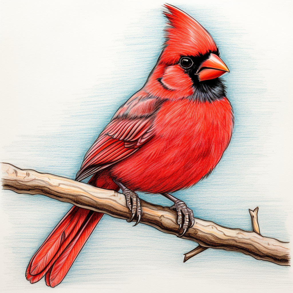 Colorful drawing of a small cardinal bird