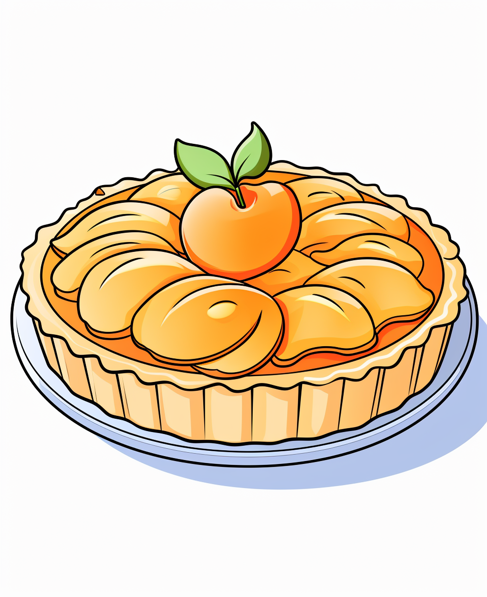 Cartoon-style black and white peach tarte