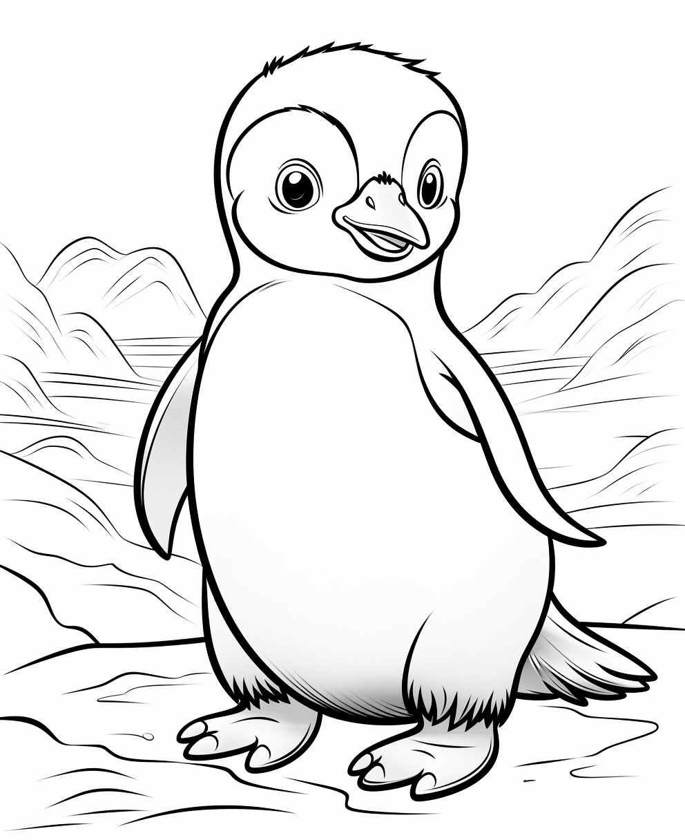 Cute penguin coloring page for kids