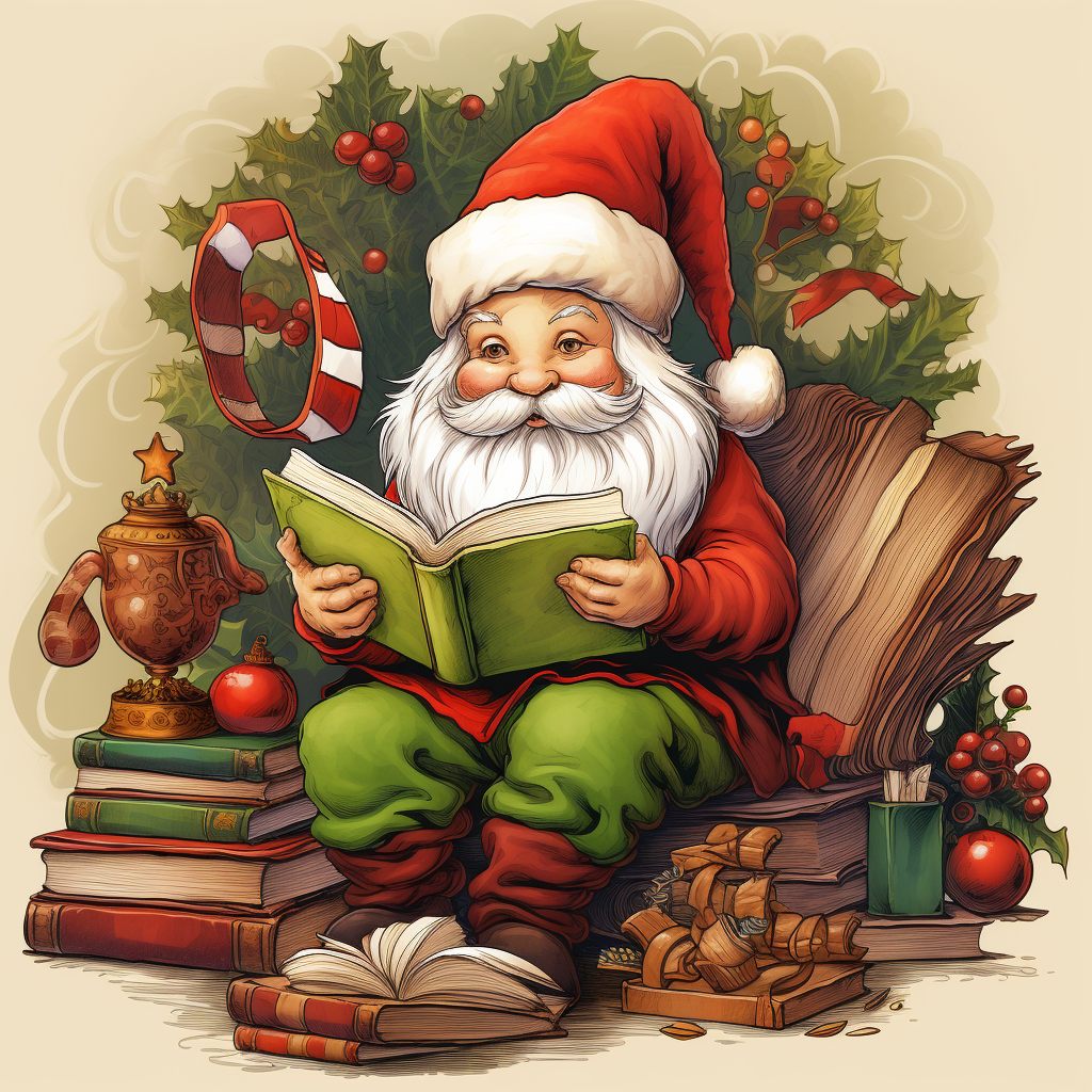 Coloring book page of Santa's elf