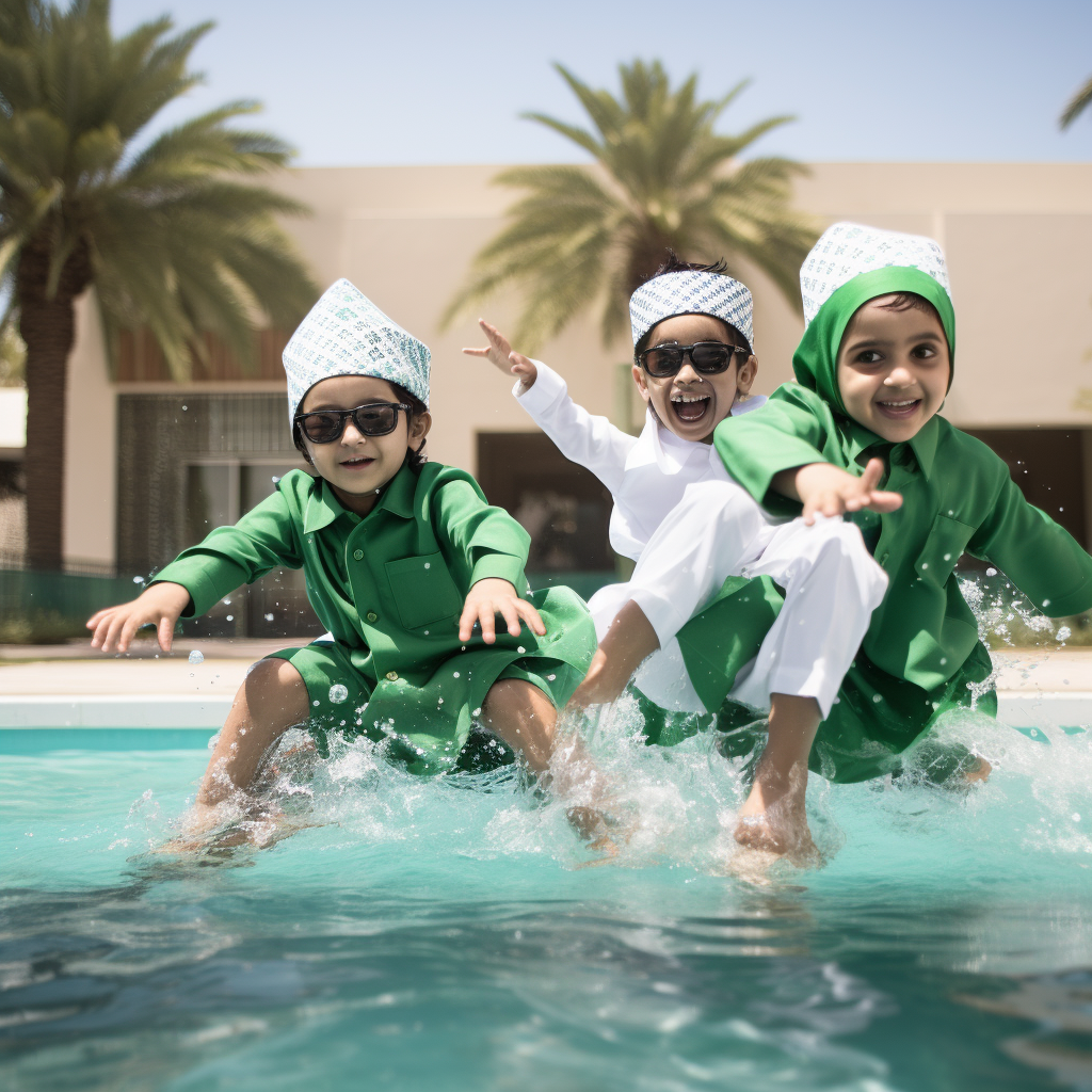 Kids enjoying Saudi National Day celebrations