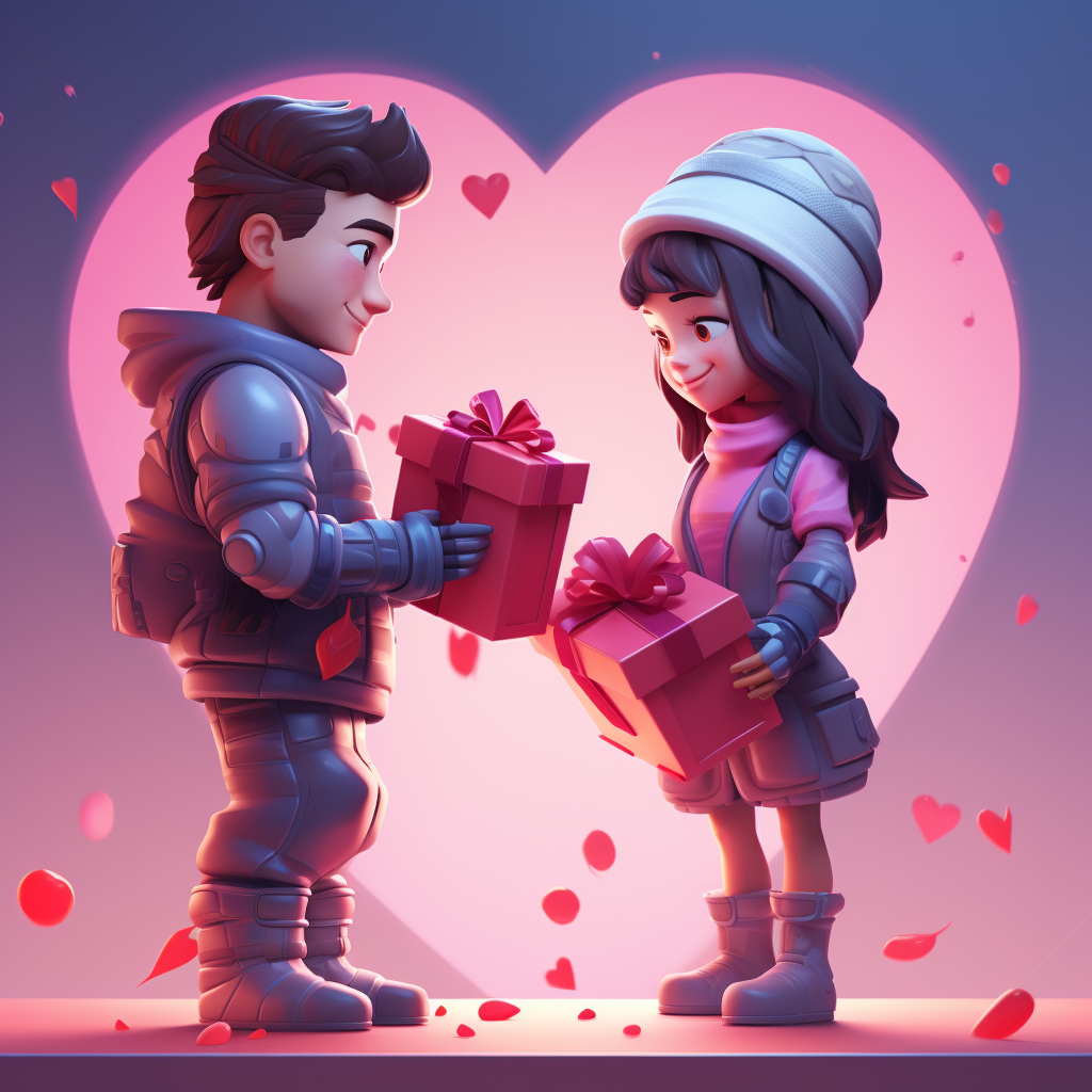 Illustration of kids exchanging valentines