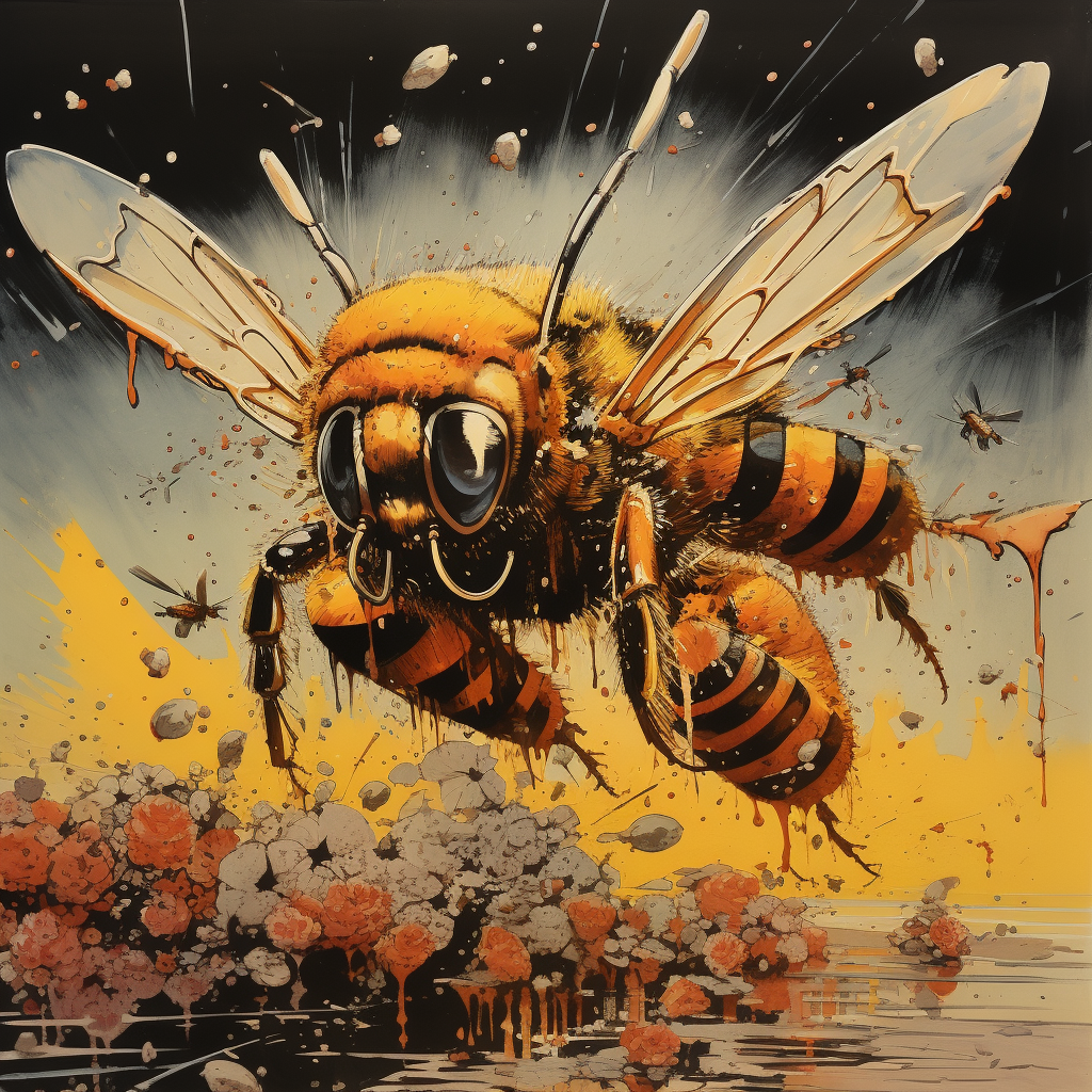 Vintage killer bees comic book illustration