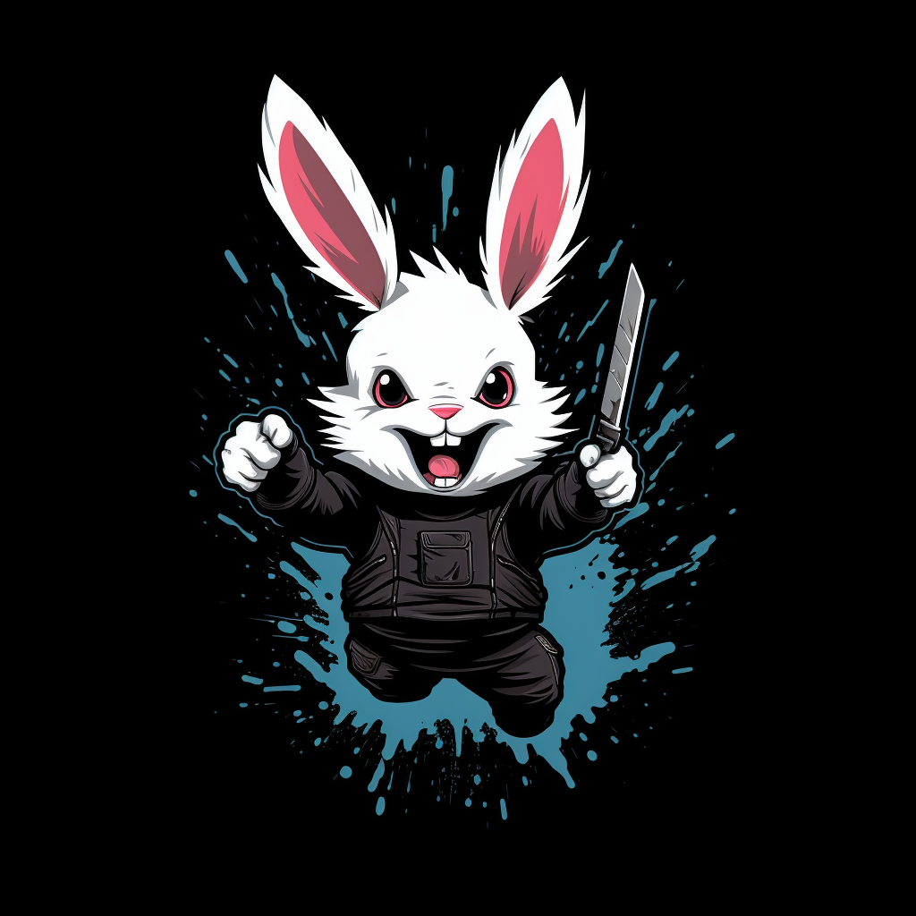 Excited killer rabbit T-shirt design