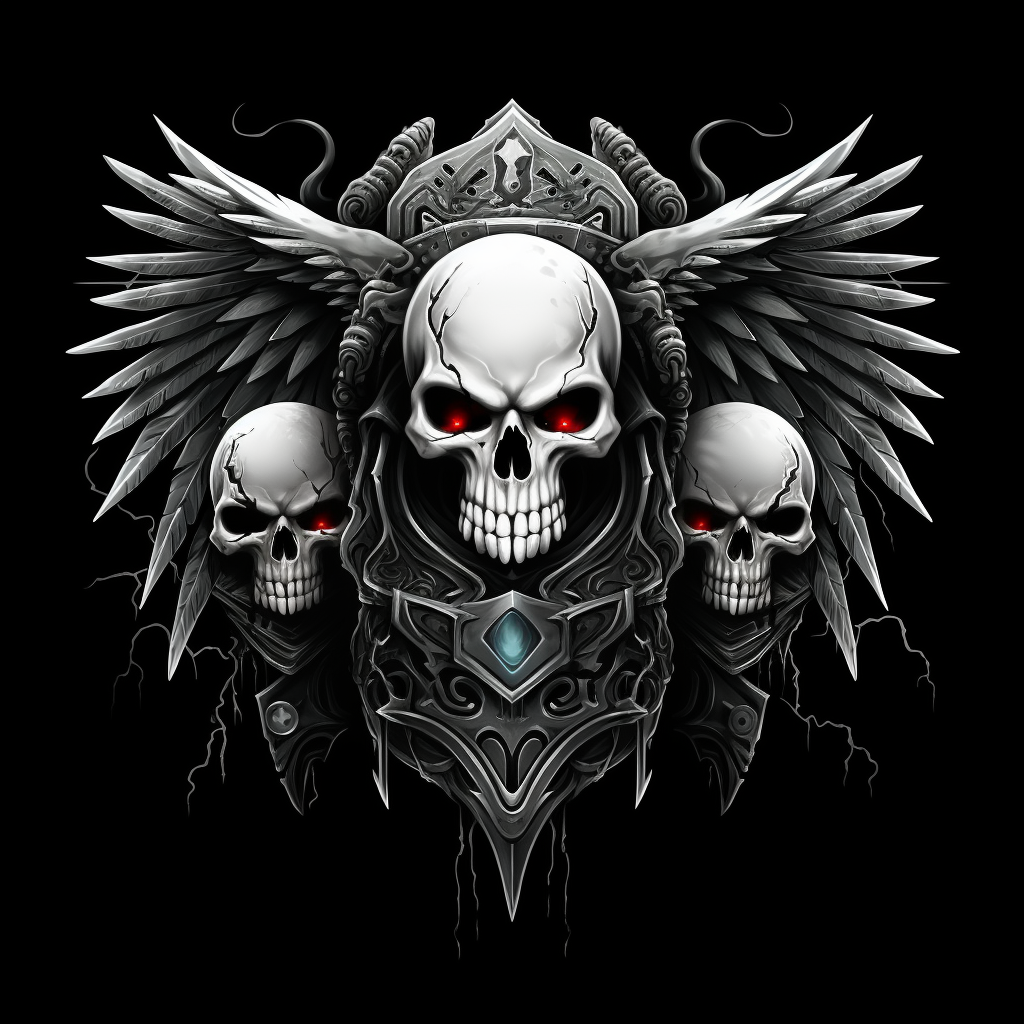 Menacing Skull with Intricate Wings