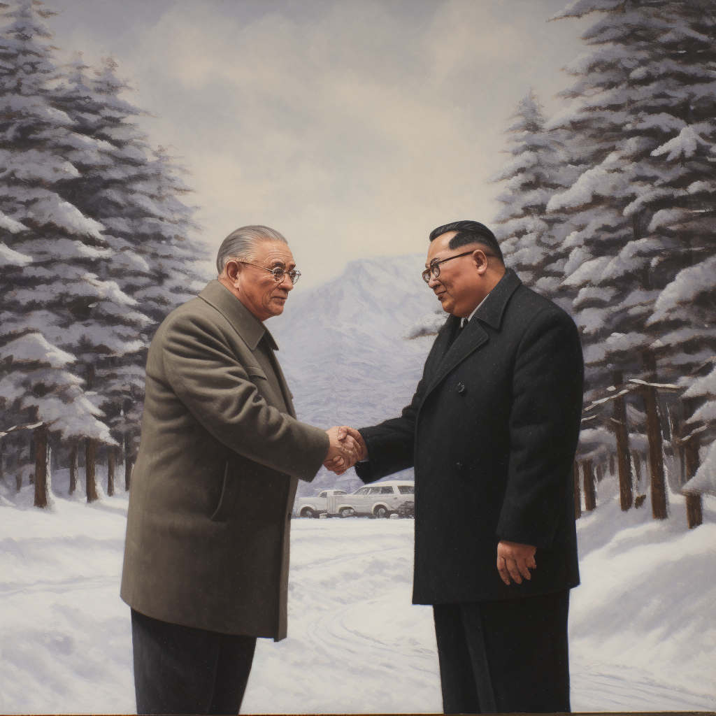 Kim Il-Sung and Urho Kekkonen shaking hands